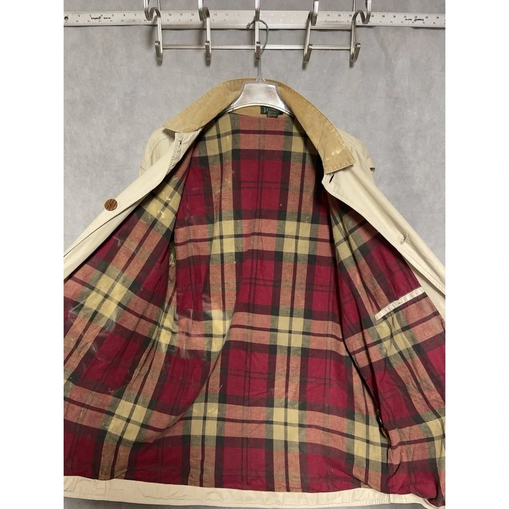 VTG J Crew Coat Men XLT Beige Chore Flannel Lined Oarsman Rugged 90s Barn Jacket